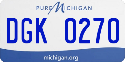 MI license plate DGK0270