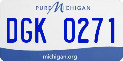 MI license plate DGK0271