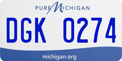 MI license plate DGK0274