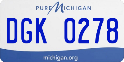MI license plate DGK0278