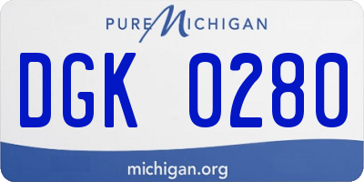MI license plate DGK0280