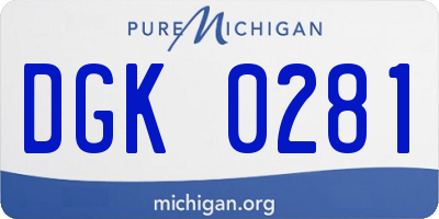 MI license plate DGK0281