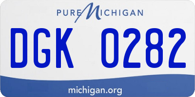 MI license plate DGK0282