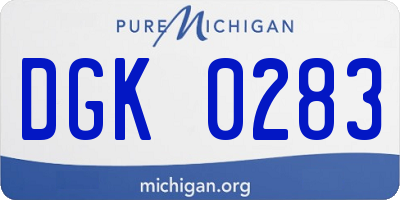 MI license plate DGK0283