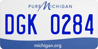 MI license plate DGK0284