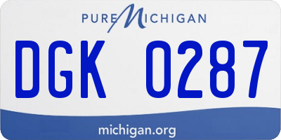 MI license plate DGK0287