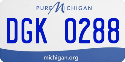 MI license plate DGK0288