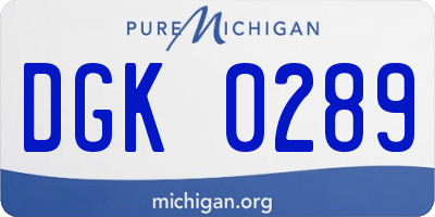MI license plate DGK0289