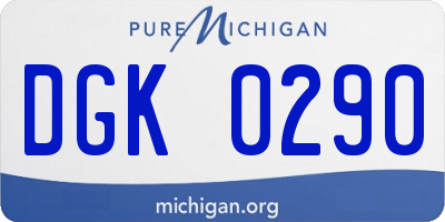 MI license plate DGK0290