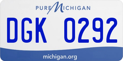MI license plate DGK0292