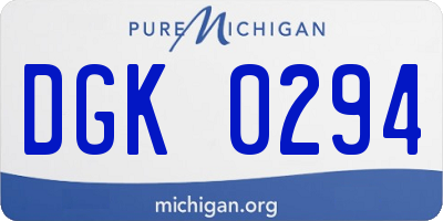 MI license plate DGK0294