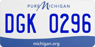 MI license plate DGK0296