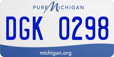 MI license plate DGK0298