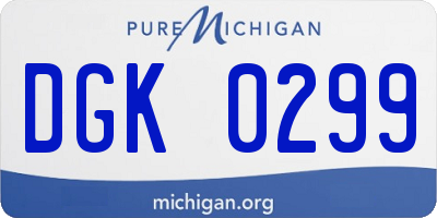 MI license plate DGK0299