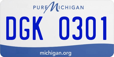 MI license plate DGK0301