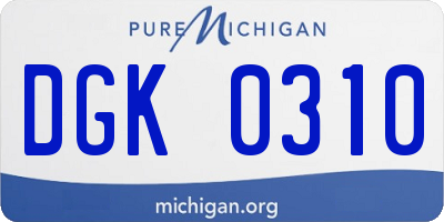 MI license plate DGK0310