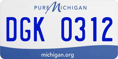 MI license plate DGK0312