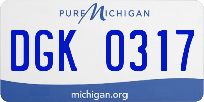 MI license plate DGK0317