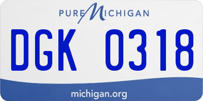 MI license plate DGK0318