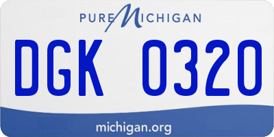 MI license plate DGK0320