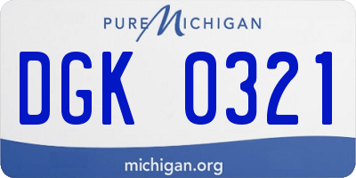 MI license plate DGK0321
