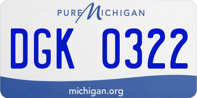 MI license plate DGK0322