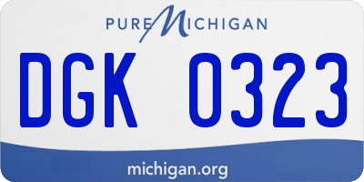MI license plate DGK0323