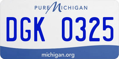 MI license plate DGK0325