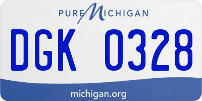 MI license plate DGK0328