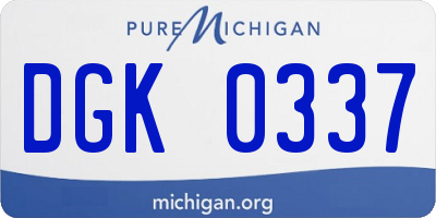 MI license plate DGK0337