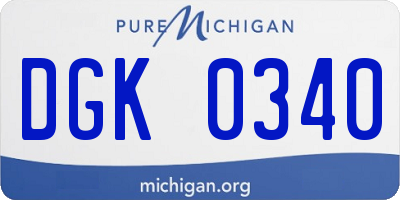 MI license plate DGK0340