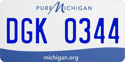 MI license plate DGK0344