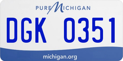 MI license plate DGK0351