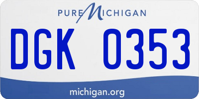 MI license plate DGK0353