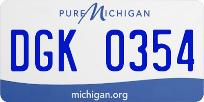 MI license plate DGK0354