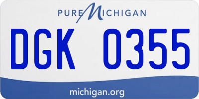 MI license plate DGK0355