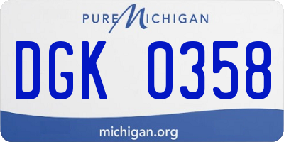 MI license plate DGK0358