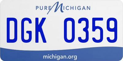 MI license plate DGK0359