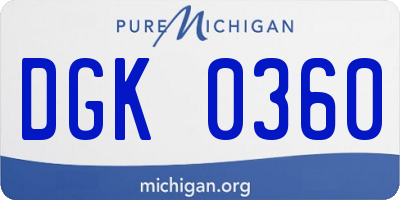 MI license plate DGK0360
