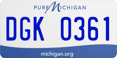 MI license plate DGK0361