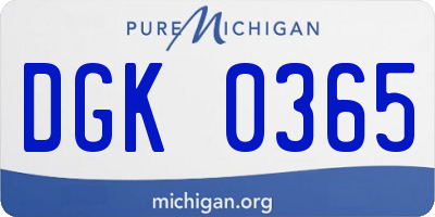 MI license plate DGK0365