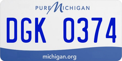 MI license plate DGK0374