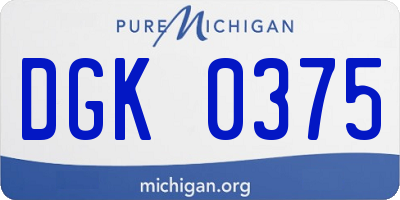 MI license plate DGK0375