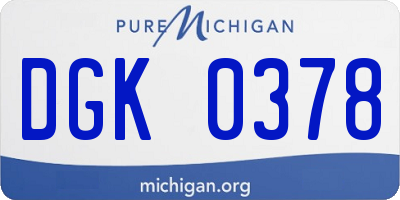 MI license plate DGK0378