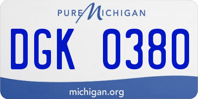 MI license plate DGK0380