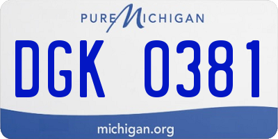 MI license plate DGK0381