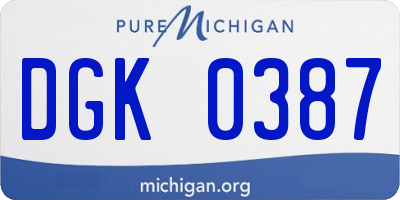 MI license plate DGK0387