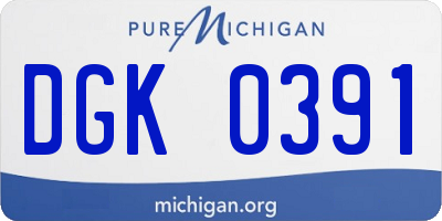 MI license plate DGK0391