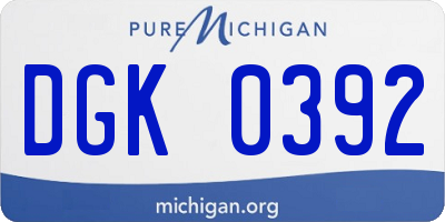 MI license plate DGK0392