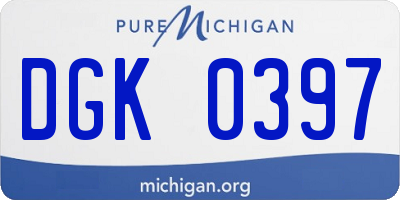 MI license plate DGK0397